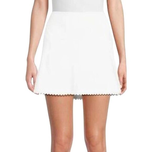 IVL Collective Women's White Nylon/Spandex Mini Scalloped Edge Tennis Skirt Skor - Picture 1 of 7